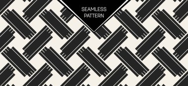 Soyut kavram vektör tek renkli geometrik desen. Siyah ve beyaz en az arka plan. Yaratıcı çizim şablonu. Sorunsuz şık doku. Duvar kağıdı, yüzey, web tasarım, tekstil, dekor için.