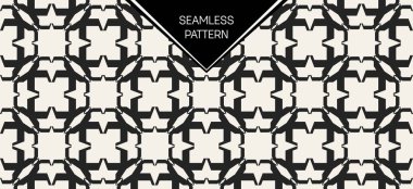 Soyut kavram vektör tek renkli geometrik desen. Siyah ve beyaz en az arka plan. Yaratıcı çizim şablonu. Sorunsuz şık doku. Duvar kağıdı, yüzey, web tasarım, tekstil, dekor için.