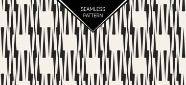 Soyut kavram vektör tek renkli geometrik desen. Siyah ve beyaz en az arka plan. Yaratıcı çizim şablonu. Sorunsuz şık doku. Duvar kağıdı, yüzey, web tasarım, tekstil, dekor için.