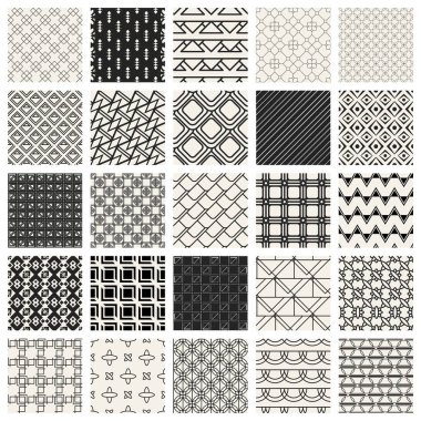 Soyut kavram vektör tek renkli geometrik desen. Siyah ve beyaz en az arka plan. Yaratıcı çizim şablonu. Sorunsuz şık doku. Duvar kağıdı, yüzey, web tasarım, tekstil, dekor için.