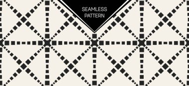 Soyut kavram vektör tek renkli geometrik desen. Siyah ve beyaz en az arka plan. Yaratıcı çizim şablonu. Sorunsuz şık doku. Duvar kağıdı, yüzey, web tasarım, tekstil, dekor için.