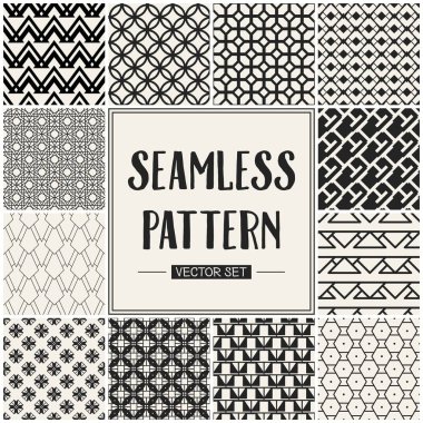 Soyut kavram vektör tek renkli geometrik desen. Siyah ve beyaz en az arka plan. Yaratıcı çizim şablonu. Sorunsuz şık doku. Duvar kağıdı, yüzey, web tasarım, tekstil, dekor için.