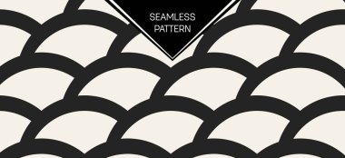 Soyut kavram vektör tek renkli geometrik desen. Siyah ve beyaz en az arka plan. Yaratıcı çizim şablonu. Sorunsuz şık doku. Duvar kağıdı, yüzey, web tasarım, tekstil, dekor için.