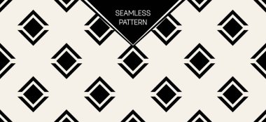 Soyut kavram vektör tek renkli geometrik desen. Siyah ve beyaz en az arka plan. Yaratıcı çizim şablonu. Sorunsuz şık doku. Duvar kağıdı, yüzey, web tasarım, tekstil, dekor için.