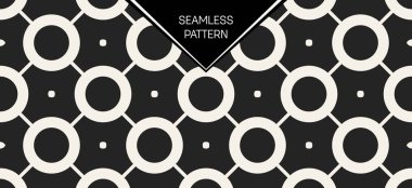 Soyut kavram vektör tek renkli geometrik desen. Siyah ve beyaz en az arka plan. Yaratıcı çizim şablonu. Sorunsuz şık doku. Duvar kağıdı, yüzey, web tasarım, tekstil, dekor için.