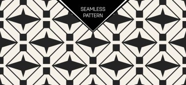 Soyut kavram vektör tek renkli geometrik desen. Siyah ve beyaz en az arka plan. Yaratıcı çizim şablonu. Sorunsuz şık doku. Duvar kağıdı, yüzey, web tasarım, tekstil, dekor için.