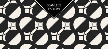 Soyut kavram vektör tek renkli geometrik desen. Siyah ve beyaz en az arka plan. Yaratıcı çizim şablonu. Sorunsuz şık doku. Duvar kağıdı, yüzey, web tasarım, tekstil, dekor için.