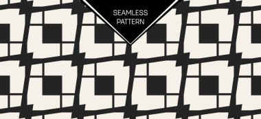 Soyut kavram vektör tek renkli geometrik desen. Siyah ve beyaz en az arka plan. Yaratıcı çizim şablonu. Sorunsuz şık doku. Duvar kağıdı, yüzey, web tasarım, tekstil, dekor için.