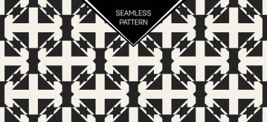 Soyut kavram vektör tek renkli geometrik desen. Siyah ve beyaz en az arka plan. Yaratıcı çizim şablonu. Sorunsuz şık doku. Duvar kağıdı, yüzey, web tasarım, tekstil, dekor için.