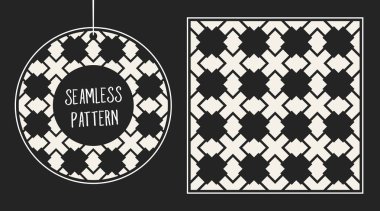 Soyut kavram vektör tek renkli geometrik desen. Siyah ve beyaz en az arka plan. Yaratıcı çizim şablonu. Sorunsuz şık doku. Duvar kağıdı, yüzey, web tasarım, tekstil, dekor için.