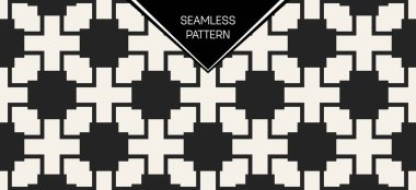 Soyut kavram vektör tek renkli geometrik desen. Siyah ve beyaz en az arka plan. Yaratıcı çizim şablonu. Sorunsuz şık doku. Duvar kağıdı, yüzey, web tasarım, tekstil, dekor için.