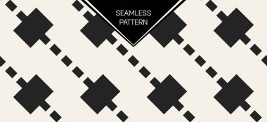 Soyut kavram vektör tek renkli geometrik desen. Siyah ve beyaz en az arka plan. Yaratıcı çizim şablonu. Sorunsuz şık doku. Duvar kağıdı, yüzey, web tasarım, tekstil, dekor için.