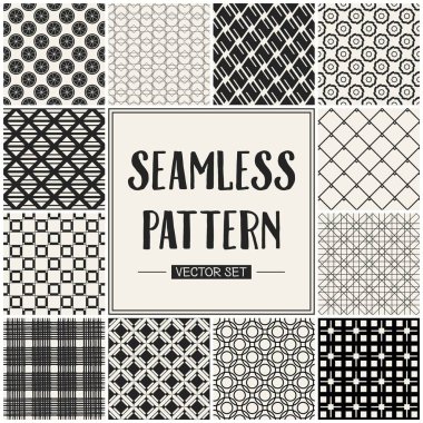 Soyut kavram vektör tek renkli geometrik desen. Siyah ve beyaz en az arka plan. Yaratıcı çizim şablonu. Sorunsuz şık doku. Duvar kağıdı, yüzey, web tasarım, tekstil, dekor için.