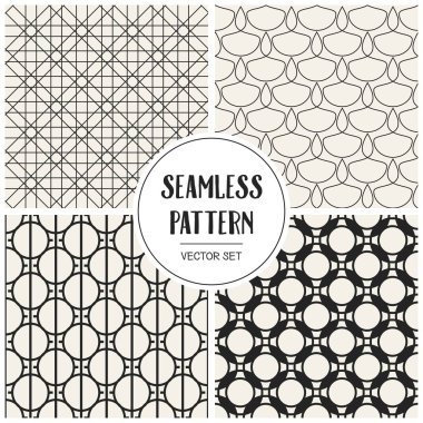 Soyut kavram vektör tek renkli geometrik desen. Siyah ve beyaz en az arka plan. Yaratıcı çizim şablonu. Sorunsuz şık doku. Duvar kağıdı, yüzey, web tasarım, tekstil, dekor için.