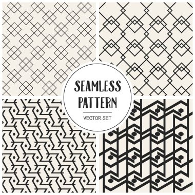 Soyut kavram vektör tek renkli geometrik desen. Siyah ve beyaz en az arka plan. Yaratıcı çizim şablonu. Sorunsuz şık doku. Duvar kağıdı, yüzey, web tasarım, tekstil, dekor için.