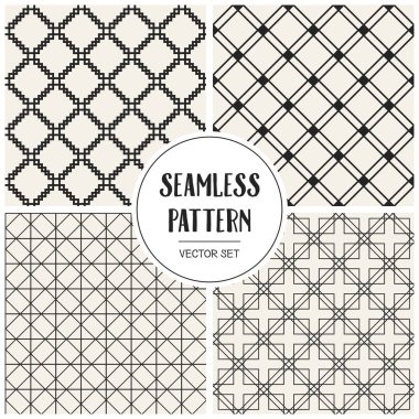 Soyut kavram vektör tek renkli geometrik desen. Siyah ve beyaz en az arka plan. Yaratıcı çizim şablonu. Sorunsuz şık doku. Duvar kağıdı, yüzey, web tasarım, tekstil, dekor için.