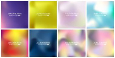 Soyut Yaratıcı konsept vektörü çok renkli bulanık arkaplan seti. Web ve Mobil Uygulamalar için, sanat örnekleme şablonu tasarımı, iş bilgileri ve sosyal medya, modern dekorasyon