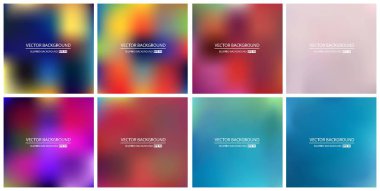 Soyut Yaratıcı konsept vektörü çok renkli bulanık arkaplan seti. Web ve Mobil Uygulamalar için, sanat örnekleme şablonu tasarımı, iş bilgileri ve sosyal medya, modern dekorasyon