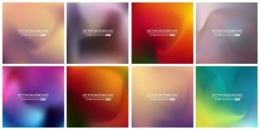 Soyut Yaratıcı konsept vektörü çok renkli bulanık arkaplan seti. Web ve Mobil Uygulamalar için, sanat örnekleme şablonu tasarımı, iş bilgileri ve sosyal medya, modern dekorasyon