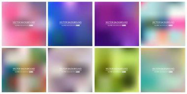 Soyut Yaratıcı konsept vektörü çok renkli bulanık arkaplan seti. Web ve Mobil Uygulamalar için, sanat örnekleme şablonu tasarımı, iş bilgileri ve sosyal medya, modern dekorasyon