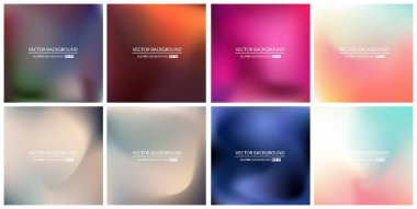 Soyut Yaratıcı konsept vektörü çok renkli bulanık arkaplan seti. Web ve Mobil Uygulamalar için, sanat örnekleme şablonu tasarımı, iş bilgileri ve sosyal medya, modern dekorasyon
