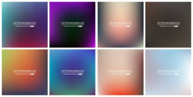 Soyut Yaratıcı konsept vektörü çok renkli bulanık arkaplan seti. Web ve Mobil Uygulamalar için, sanat örnekleme şablonu tasarımı, iş bilgileri ve sosyal medya, modern dekorasyon