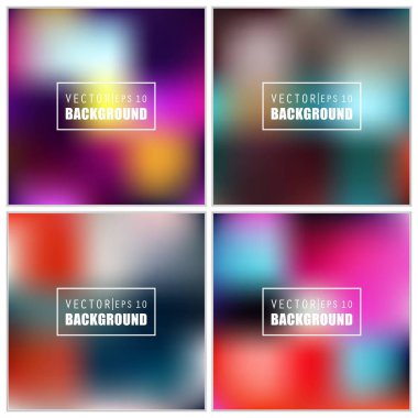 Soyut Yaratıcı konsept vektörü çok renkli bulanık arkaplan seti. Web ve Mobil Uygulamalar için, sanat örnekleme şablonu tasarımı, iş bilgileri ve sosyal medya, modern dekorasyon