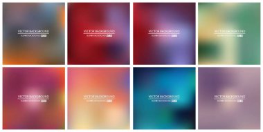 Soyut Yaratıcı konsept vektörü çok renkli bulanık arkaplan seti. Web ve Mobil Uygulamalar için, sanat örnekleme şablonu tasarımı, iş bilgileri ve sosyal medya, modern dekorasyon