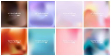 Soyut Yaratıcı konsept vektörü çok renkli bulanık arkaplan seti. Web ve Mobil Uygulamalar için, sanat örnekleme şablonu tasarımı, iş bilgileri ve sosyal medya, modern dekorasyon