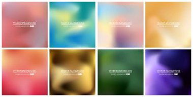 Soyut Yaratıcı konsept vektörü çok renkli bulanık arkaplan seti. Web ve Mobil Uygulamalar için, sanat örnekleme şablonu tasarımı, iş bilgileri ve sosyal medya, modern dekorasyon