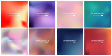 Soyut Yaratıcı konsept vektörü çok renkli bulanık arkaplan seti. Web ve Mobil Uygulamalar için, sanat örnekleme şablonu tasarımı, iş bilgileri ve sosyal medya, modern dekorasyon