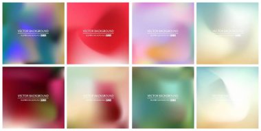 Soyut Yaratıcı konsept vektörü çok renkli bulanık arkaplan seti. Web ve Mobil Uygulamalar için, sanat örnekleme şablonu tasarımı, iş bilgileri ve sosyal medya, modern dekorasyon