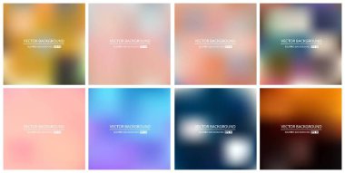 Soyut Yaratıcı konsept vektörü çok renkli bulanık arkaplan seti. Web ve Mobil Uygulamalar için, sanat örnekleme şablonu tasarımı, iş bilgileri ve sosyal medya, modern dekorasyon