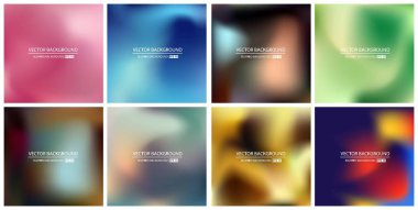 Soyut Yaratıcı konsept vektörü çok renkli bulanık arkaplan seti. Web ve Mobil Uygulamalar için, sanat örnekleme şablonu tasarımı, iş bilgileri ve sosyal medya, modern dekorasyon