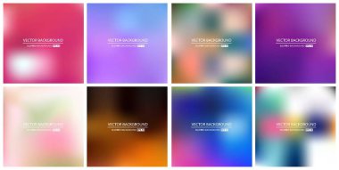 Soyut Yaratıcı konsept vektörü çok renkli bulanık arkaplan seti. Web ve Mobil Uygulamalar için, sanat örnekleme şablonu tasarımı, iş bilgileri ve sosyal medya, modern dekorasyon