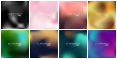 Soyut Yaratıcı konsept vektörü çok renkli bulanık arkaplan seti. Web ve Mobil Uygulamalar için, sanat örnekleme şablonu tasarımı, iş bilgileri ve sosyal medya, modern dekorasyon
