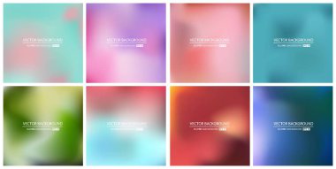 Soyut Yaratıcı konsept vektörü çok renkli bulanık arkaplan seti. Web ve Mobil Uygulamalar için, sanat örnekleme şablonu tasarımı, iş bilgileri ve sosyal medya, modern dekorasyon