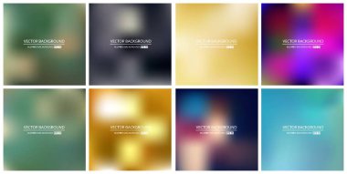 Soyut Yaratıcı konsept vektörü çok renkli bulanık arkaplan seti. Web ve Mobil Uygulamalar için, sanat örnekleme şablonu tasarımı, iş bilgileri ve sosyal medya, modern dekorasyon