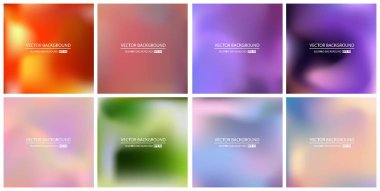 Soyut Yaratıcı konsept vektörü çok renkli bulanık arkaplan seti. Web ve Mobil Uygulamalar için, sanat örnekleme şablonu tasarımı, iş bilgileri ve sosyal medya, modern dekorasyon