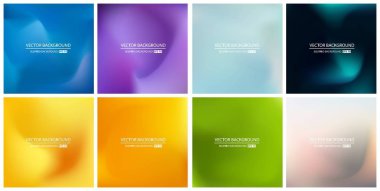 Soyut Yaratıcı konsept vektörü çok renkli bulanık arkaplan seti. Web ve Mobil Uygulamalar için, sanat örnekleme şablonu tasarımı, iş bilgileri ve sosyal medya, modern dekorasyon