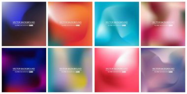 Soyut Yaratıcı konsept vektörü çok renkli bulanık arkaplan seti. Web ve Mobil Uygulamalar için, sanat örnekleme şablonu tasarımı, iş bilgileri ve sosyal medya, modern dekorasyon
