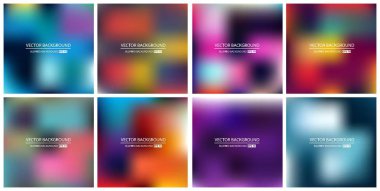 Soyut Yaratıcı konsept vektörü çok renkli bulanık arkaplan seti. Web ve Mobil Uygulamalar için, sanat örnekleme şablonu tasarımı, iş bilgileri ve sosyal medya, modern dekorasyon