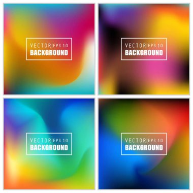 Soyut Yaratıcı konsept vektörü çok renkli bulanık arkaplan seti. Web ve Mobil Uygulamalar için, sanat örnekleme şablonu tasarımı, iş bilgileri ve sosyal medya, modern dekorasyon