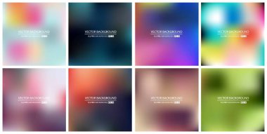 Soyut Yaratıcı konsept vektörü çok renkli bulanık arkaplan seti. Web ve Mobil Uygulamalar için, sanat örnekleme şablonu tasarımı, iş bilgileri ve sosyal medya, modern dekorasyon