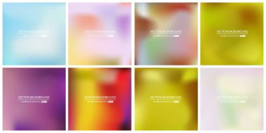 Soyut Yaratıcı konsept vektörü çok renkli bulanık arkaplan seti. Web ve Mobil Uygulamalar için, sanat örnekleme şablonu tasarımı, iş bilgileri ve sosyal medya, modern dekorasyon