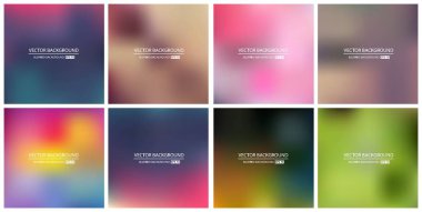 Soyut Yaratıcı konsept vektörü çok renkli bulanık arkaplan seti. Web ve Mobil Uygulamalar için, sanat örnekleme şablonu tasarımı, iş bilgileri ve sosyal medya, modern dekorasyon