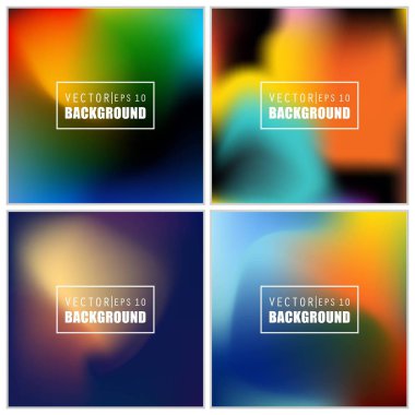 Soyut Yaratıcı konsept vektörü çok renkli bulanık arkaplan seti. Web ve Mobil Uygulamalar için, sanat örnekleme şablonu tasarımı, iş bilgileri ve sosyal medya, modern dekorasyon