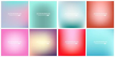 Soyut Yaratıcı konsept vektörü çok renkli bulanık arkaplan seti. Web ve Mobil Uygulamalar için, sanat örnekleme şablonu tasarımı, iş bilgileri ve sosyal medya, modern dekorasyon