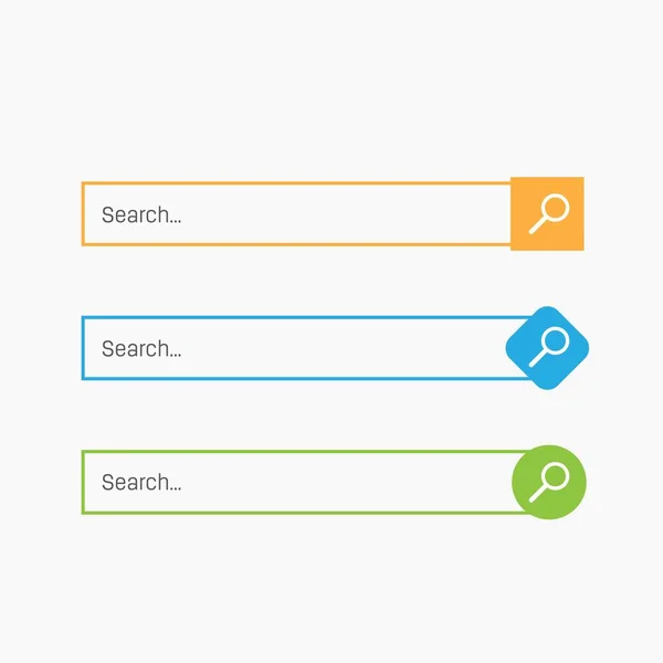 Ilustração vetorial criativa de botões de caixas de barras de pesquisa. UI e modelo de interface UX isolado em segundo plano. Web site de design de arte. Elemento gráfico do conceito abstrato — Vetor de Stock