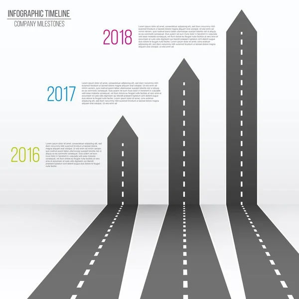 Creatieve vectorillustratie van 3d pijl wegen kaart. Art design business en reis infographic. Abstract begrip grafisch element. Diagram, workflow, tijdlijn, web. Snelweg met markeringen. — Stockvector